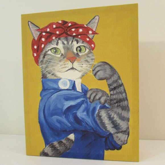 Carol Lew 'Rosie the Feline' Canvas Art Print 14"x11"x2.5" - Picture 4 of 14